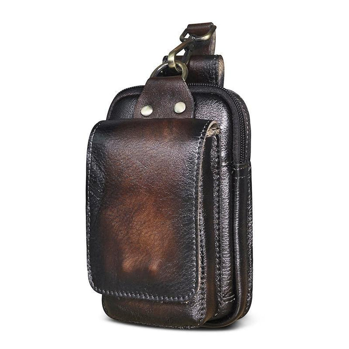 Lisslune | Men’s Genuine Leather Waist Bag – Anti-Radiation Travel Belt Pouch with Magnetic Closure