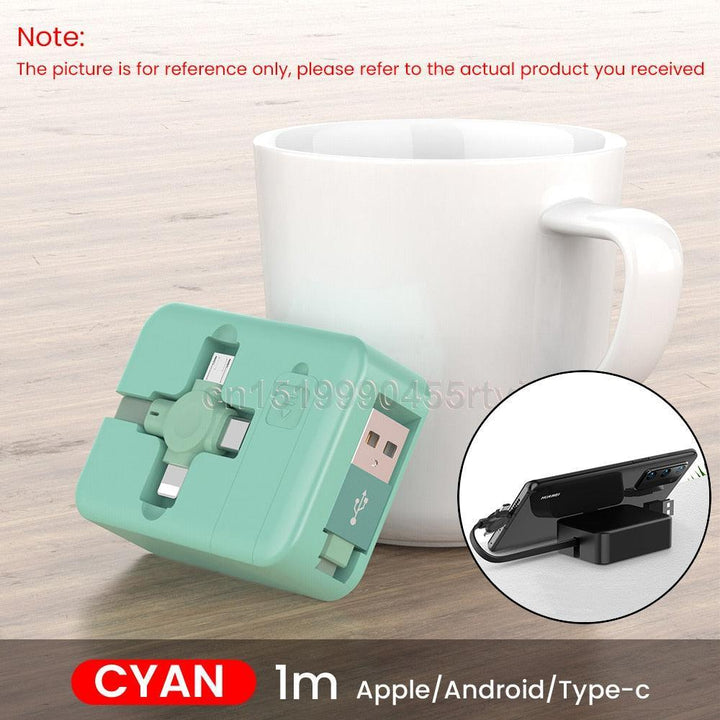 Lisslune | Multifunctional 4-in-1 retractable charging cable with integrated phone stand