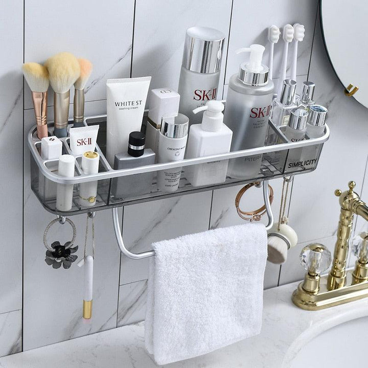 Lisslune | Modern gray triangular bathroom shelf - Slim plastic organizer solutions