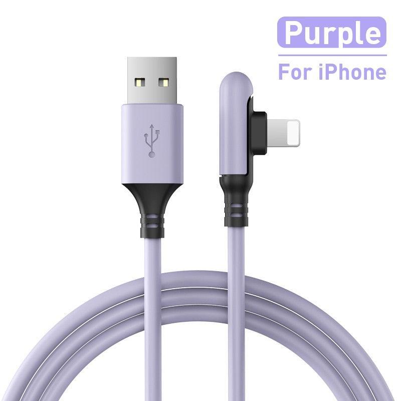 Lisslune | Ergonomic 90-Degree Liquid Silicone iPhone Fast Charge Cable - Available in multiple lengths
