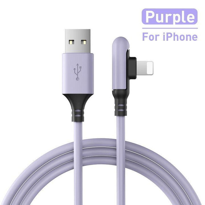 Lisslune | Ergonomic 90-Degree Liquid Silicone iPhone Fast Charge Cable - Available in multiple lengths