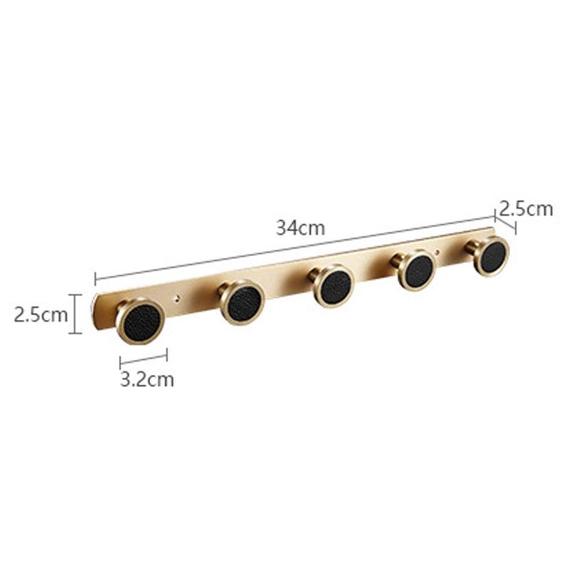 Lisslune | Elegant Luxe Gold Brass Wall Hook Rack with 5 Sturdy Hooks - Stylish Storage Solution