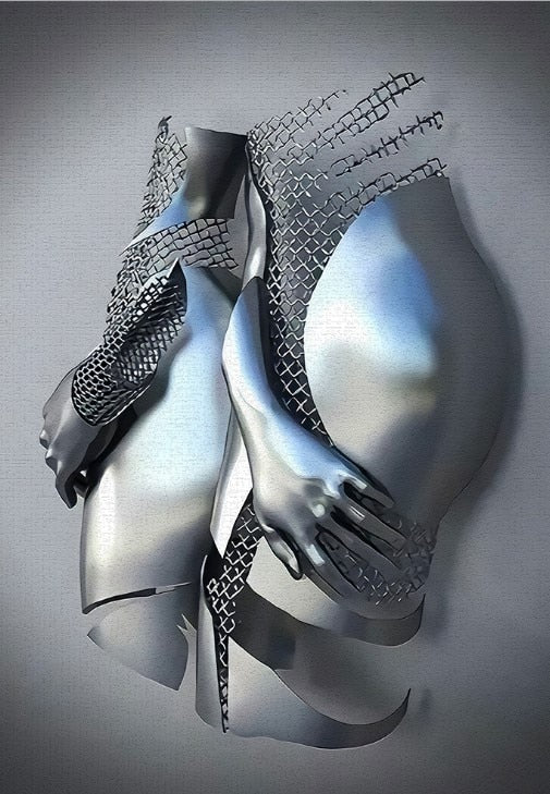 Lisslune | Metal Figure Statues Styles Abstract Canvas Painting Couples Wall Art Love Sculpture Poster Print Home Decor Living Room Gifts