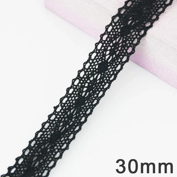Rynx | (5 meters/roll) black lace fabric cotton embroidery trim DIY sewing handmade craft ribbons materials