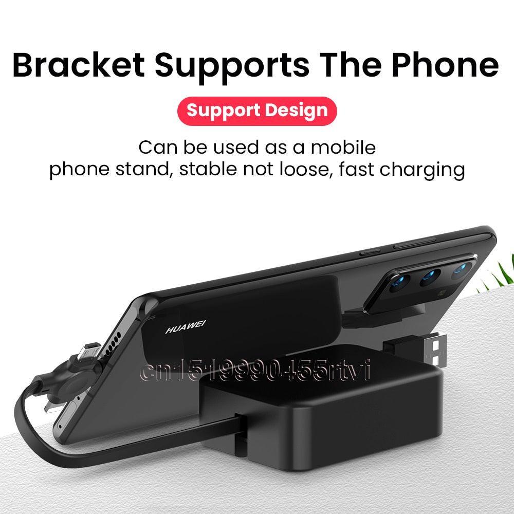 Lisslune | Multifunctional 4-in-1 retractable charging cable with integrated phone stand