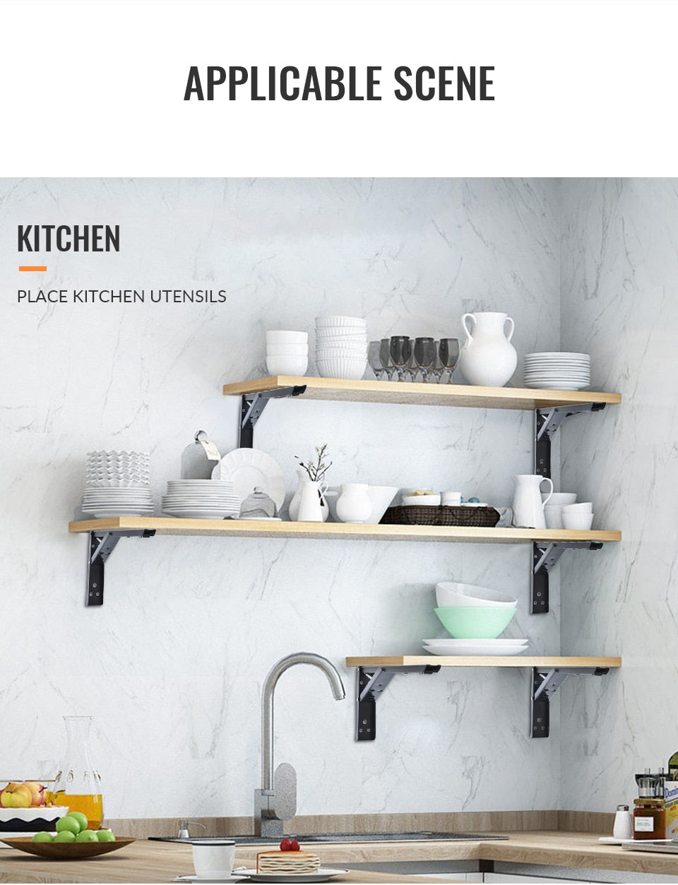 Lisslune | Wall-Mounted Foldable Shelf Organizer Bracket