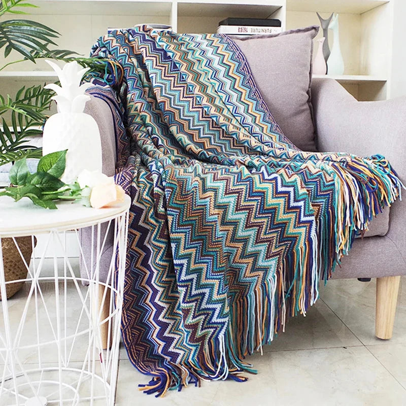 Lisslune | Chevron Knit Throw Blanket