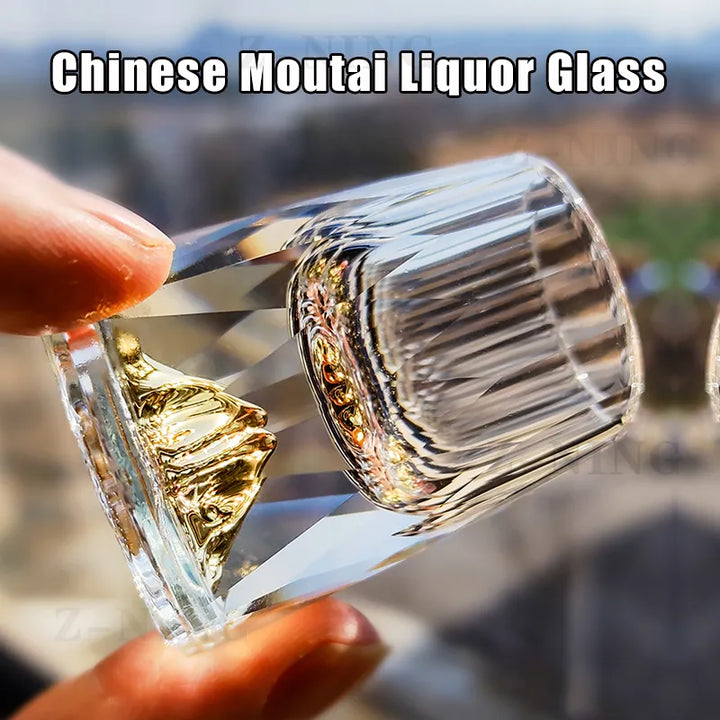 Lisslune | Crystal Glass Whiskey Glasses Bar Liqueur Sphere Cups Sake and Shochu Double-Walled Thick Bottoms Small Capacity Tea Cups