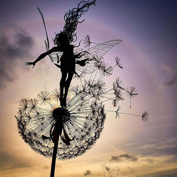 Lisslune | Fairies and Dandelions Dancing Together Sculpture for Outdoor Garden