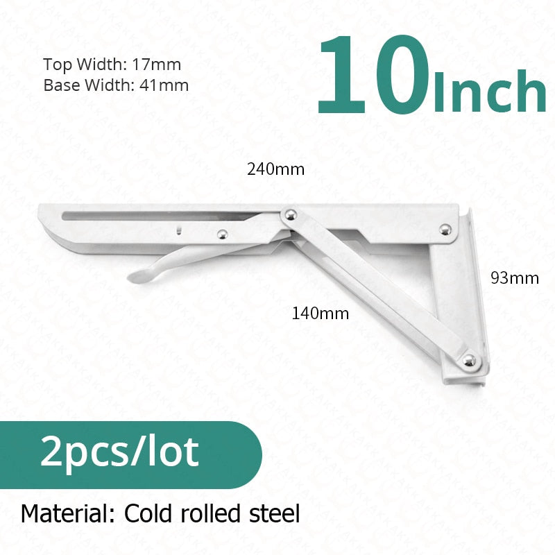 Lisslune | 2-piece set collapsible shelf brackets, heavy-duty, made of stainless steel for tables, motorhomes and space-saving