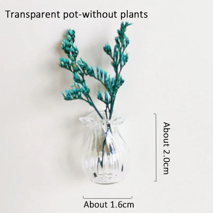 Rynx | Mini Ceramics Vase Refrigerator Magnet DIY Porcelain Vase Refrigerator Magnet Message Sticker Flower s Green Plant Kitchen Gift Decor