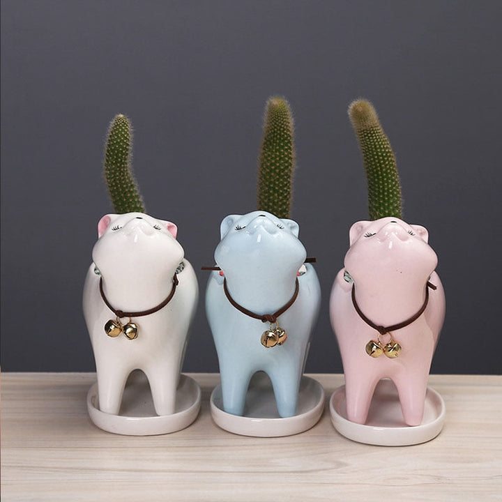 Lisslune | Rising Cat Ceramic Flower Pot