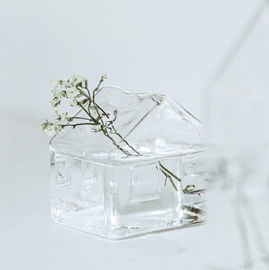 Lisslune | Simple Mini House Glass Flower Vase