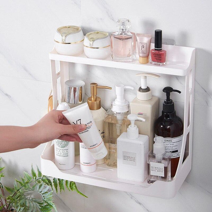 Lisslune | Sleek two-layer bathroom organizer with easy installation without drilling