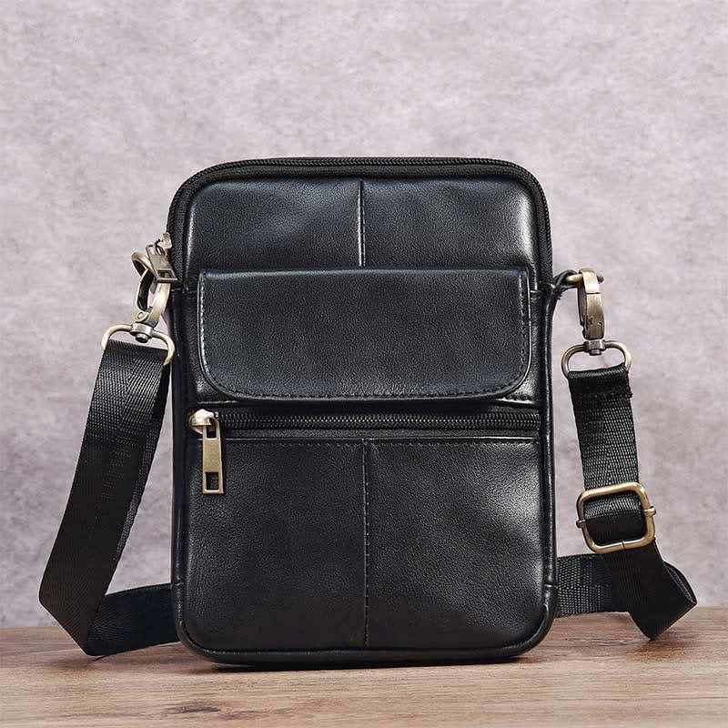 Lisslune | Men’s Small Genuine Leather Shoulder Bag – Compact Crossbody with Adjustable Strap