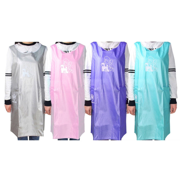 Sleeveless Pet Apron Beauty Dress Pet Care Hairdresser Coat Waterproof Clothing Pet Shop Aprons, M, Length: 93cm (Silver)