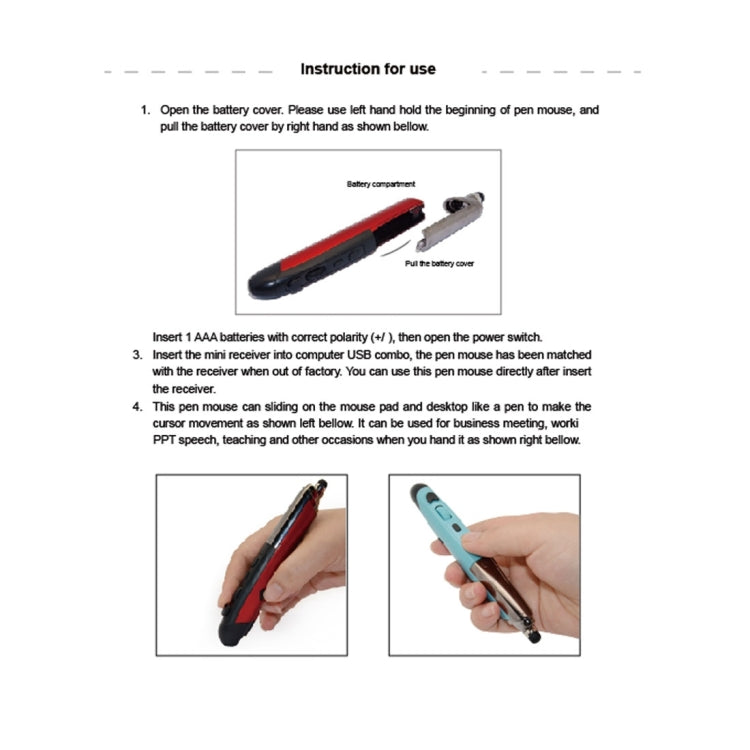 Lisslune | PR-08 2.4G Innovative Pen-Style Handheld Wireless Smart Mouse, Effective Range: 10m (Blue)