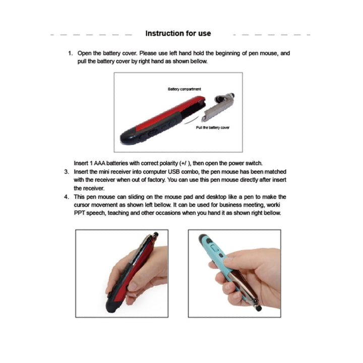 Lisslune | PR-08 2.4G Innovative Pen-Style Handheld Wireless Smart Mouse, Effective Range: 10m (Blue)