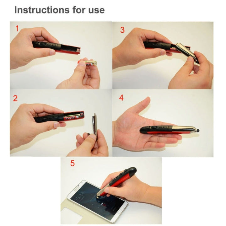 Lisslune | PR-08 2.4G Innovative Pen Shape Handheld Wireless Smart Mouse, Effective Range: 10m (Red)