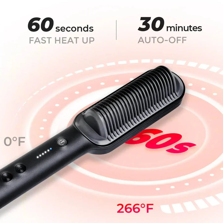 Lisslune | Hair Straightening Brush UK – 2-in-1 Thermal Comb Straightener & Curler with Adjustable Heat & Tourmaline Technology