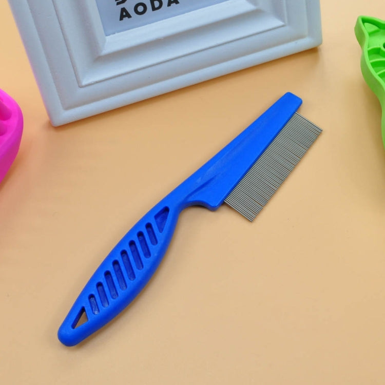 5 PCS Pet Cat Dog Accessories Combs Fine-Toothed Stainless Steel Needle Flea Removal Combs, Length: 14cm (Blue)