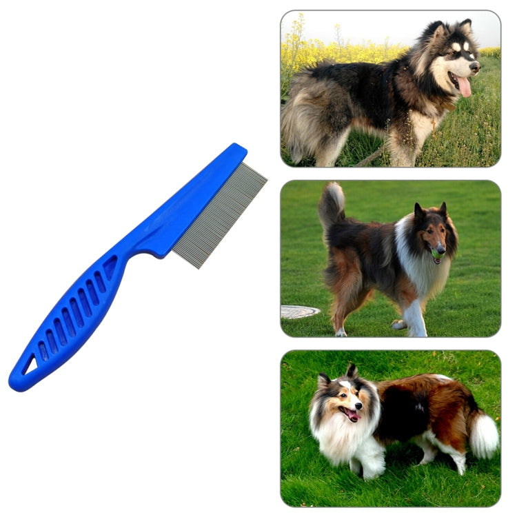 5 PCS Pet Cat Dog Accessories Combs Fine-Toothed Stainless Steel Needle Flea Removal Combs, Length: 14cm (Blue)