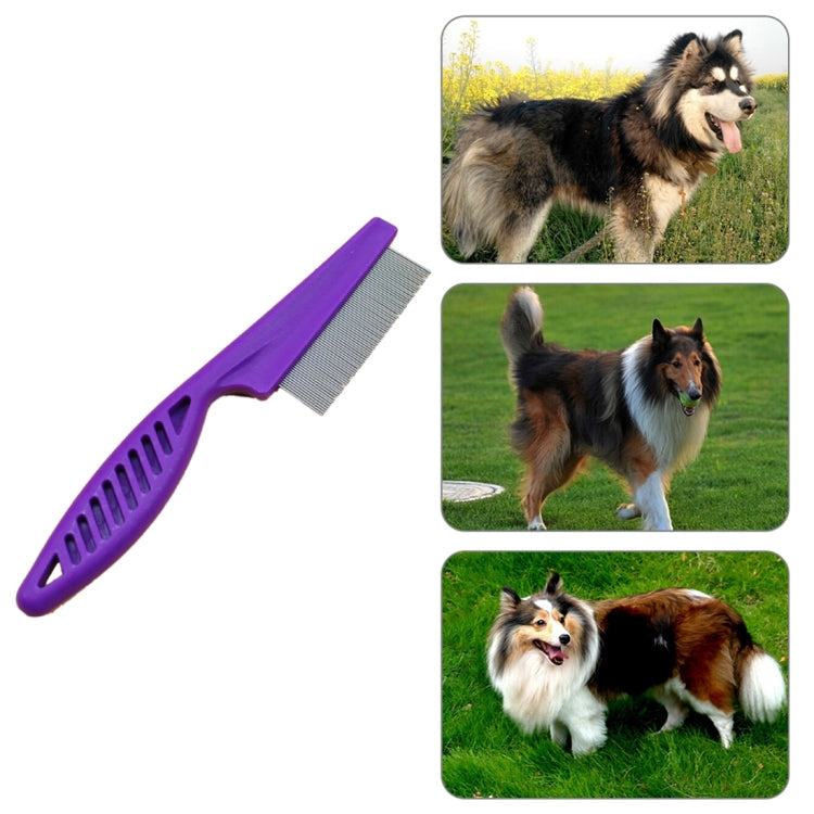 5 PCS Pet Cat Dog Accessories Combs Fine-toothed Stainless Steel Needle Flea Removal Combs, Length: 14cm (Purple)