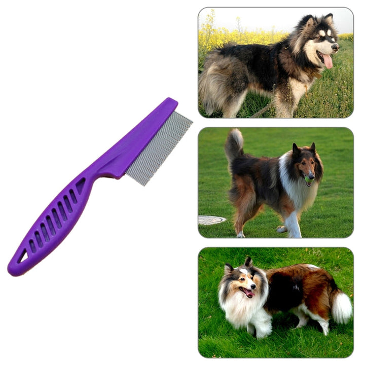 5 PCS Pet Cat Dog Accessories Combs Fine-toothed Stainless Steel Needle Flea Removal Combs, Length: 14cm (Purple)