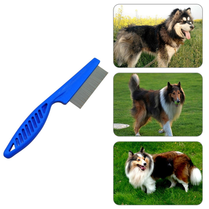 5 PCS Pet Cat Dog Accessories Combs Fine-Toothed Stainless Steel Needle Flea Removal Combs, Length: 18.5cm (Blue)