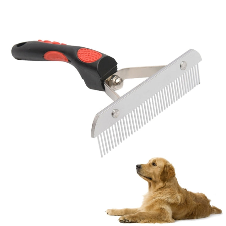 Big Dog Hair Combs Stainless Steel Pet Care Rake Comb Rubber Handle Hairdressing Tool, Size: 17.0x16.0cm