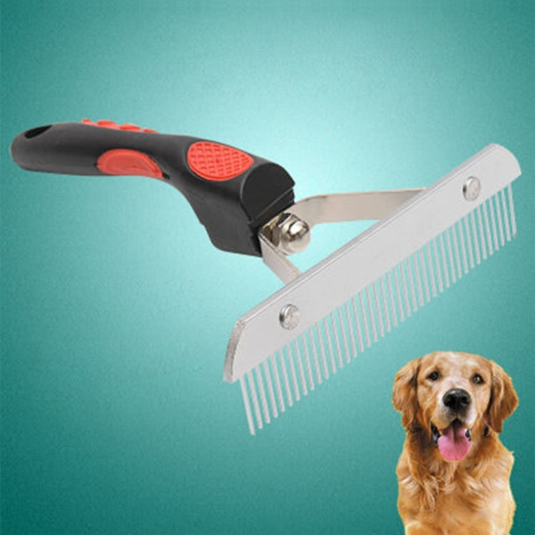 Big Dog Hair Combs Stainless Steel Pet Care Rake Comb Rubber Handle Hairdressing Tool, Size: 17.0x16.0cm