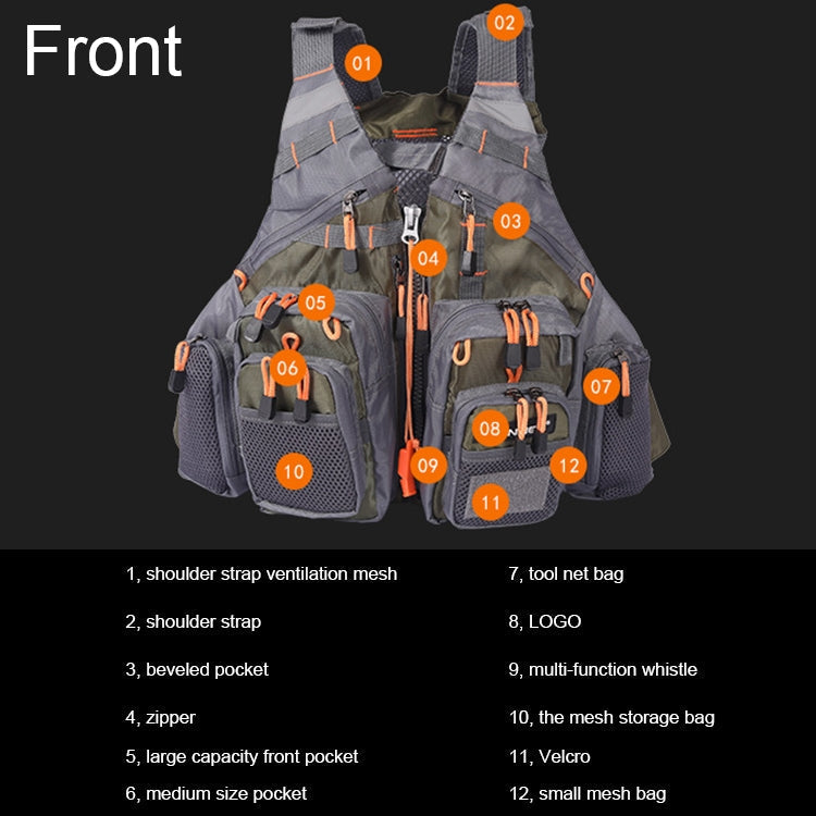 Lisslune | MEN Outdoor Multifunctional Fishing Vest Life Jacket (Gray)