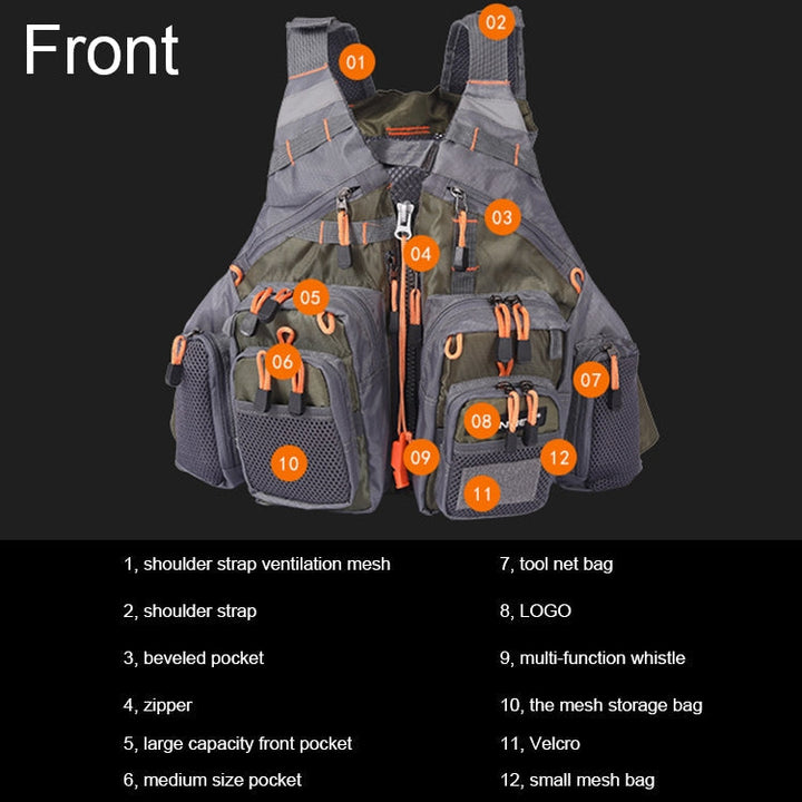 Lisslune | MEN Outdoor Multifunctional Fishing Vest Life Jacket (Gray)