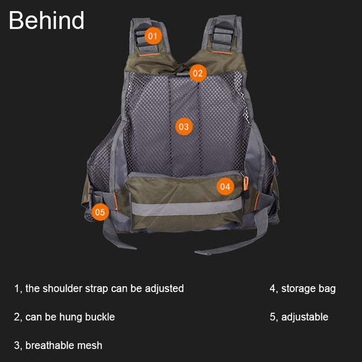 Lisslune | MEN Outdoor Multifunctional Fishing Vest Life Jacket (Gray)