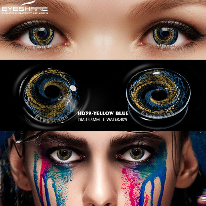Rynx Cosplay HD39 Yellow Blue 14.5mm 1 Pair | 1 Year
