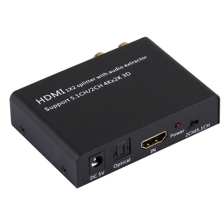Lisslune | HDMI 1x2 Splitter with Audio Extractor, Supports 5.1CH / 2CH, 4Kx2K, 3D