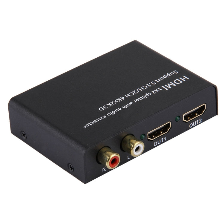 Lisslune | HDMI 1x2 Splitter with Audio Extractor, Supports 5.1CH / 2CH, 4Kx2K, 3D