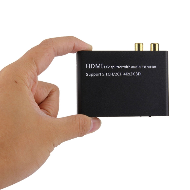 Lisslune | HDMI 1x2 Splitter with Audio Extractor, Supports 5.1CH / 2CH, 4Kx2K, 3D
