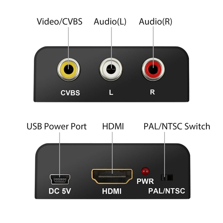 Lisslune | Mini HDMI to AV / CVBS Composite Video Signal Converter (Black)