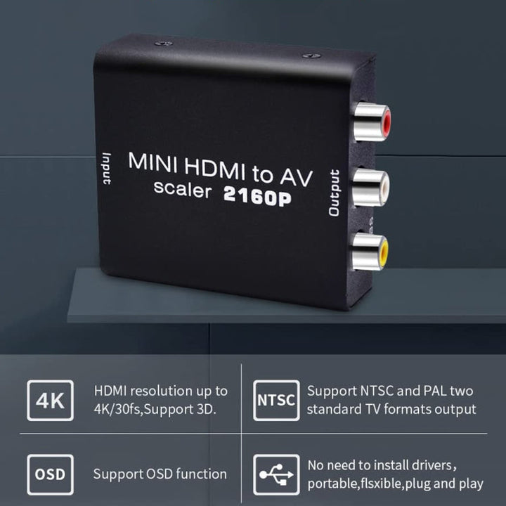 Lisslune | Mini HDMI to AV / CVBS Composite Video Signal Converter (Black)