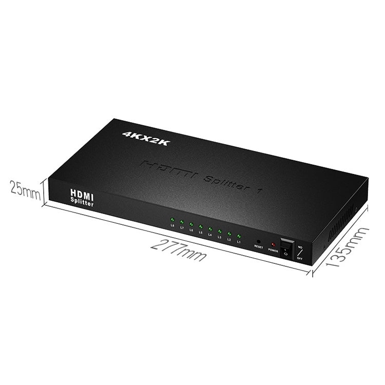 Lisslune | 1 x 8 Full HD 1080P HDMI splitter with switch, support for 3D & 4K x 2K