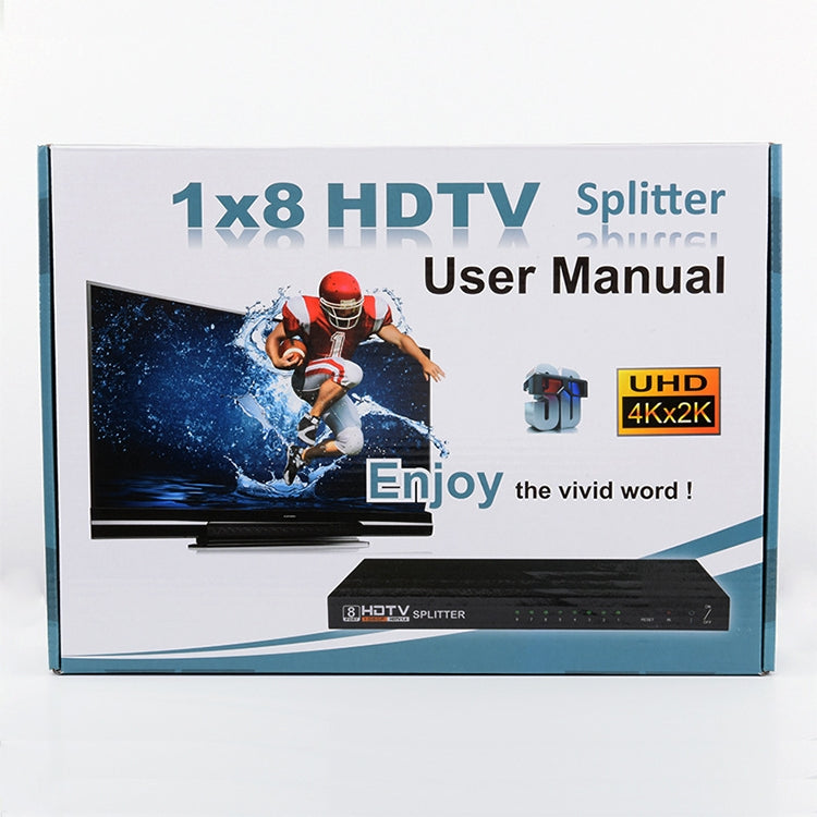 Lisslune | 1 x 8 Full HD 1080P HDMI splitter with switch, support for 3D & 4K x 2K