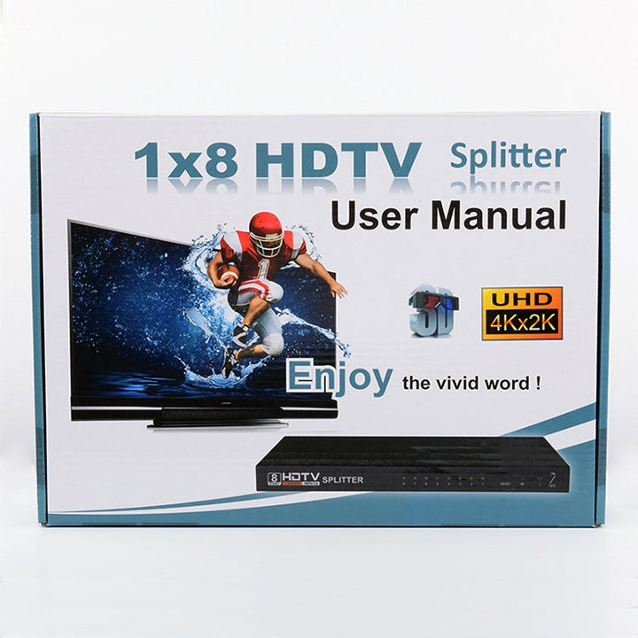 Lisslune | 1 x 8 Full HD 1080P HDMI splitter with switch, support for 3D & 4K x 2K