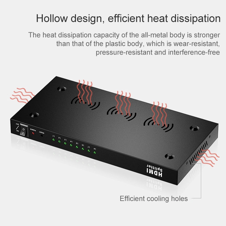 Lisslune | 1 x 8 Full HD 1080P HDMI splitter with switch, support for 3D & 4K x 2K
