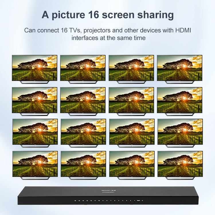 Lisslune | Measy SPH116 1 to 16 4K HDMI 1080P Simultaneous Display Splitter (EU Plug)