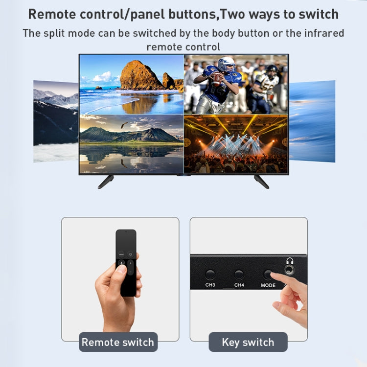 Lisslune | Measy MV4341 4K 30Hz 4 In 1 Out HDMI Quad Screen Splitter, Plug Type: EU Plug (Black)
