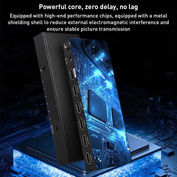 Lisslune | Measy SWH4651 4K 60Hz 5 In 1 Out HDMI Converter Switcher, Plug Type: EU Plug (Black)