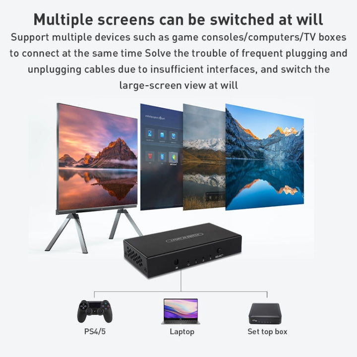 Lisslune | Measy SWH4631 4K 60Hz 3 In 1 Out HDMI Converter Switch, Plug type: EU plug (Black)