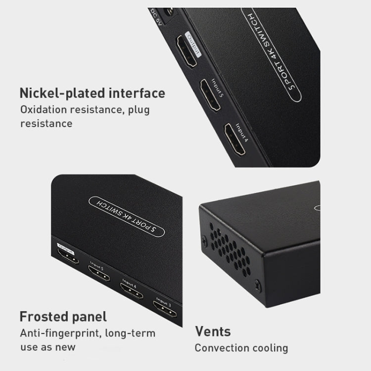 Lisslune | Measy SWH4631 4K 60Hz 3 In 1 Out HDMI Converter Switch, Plug type: EU plug (Black)