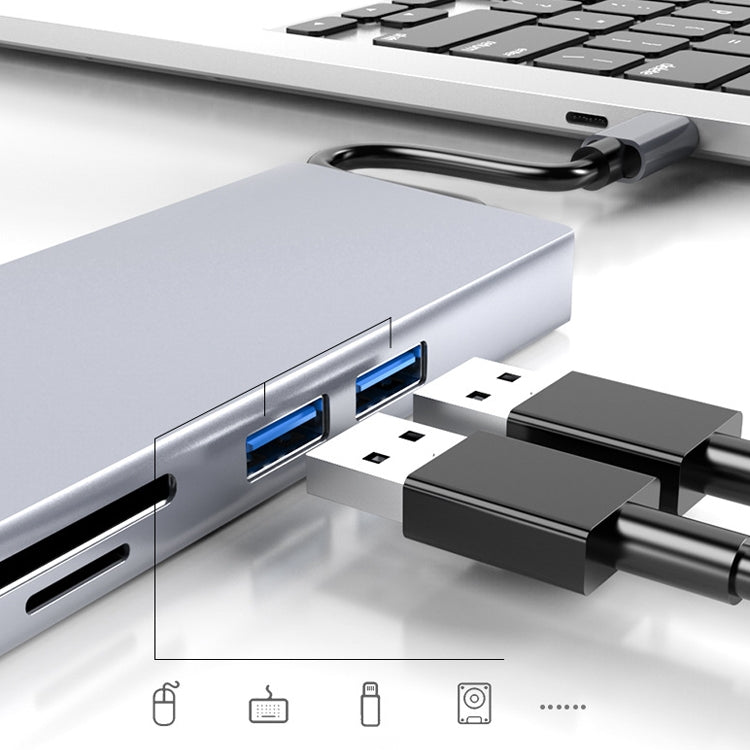 Lisslune | HW-TC12 8 In 1 Type-C / USB-C Multifunctional Expansion HUB Adapter Hdmi / Vga Hub Card Reader + Network Card